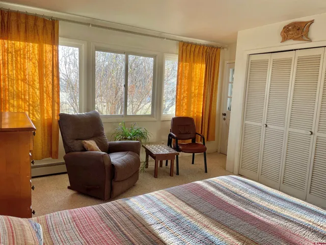 a bedroom with furniture and a window