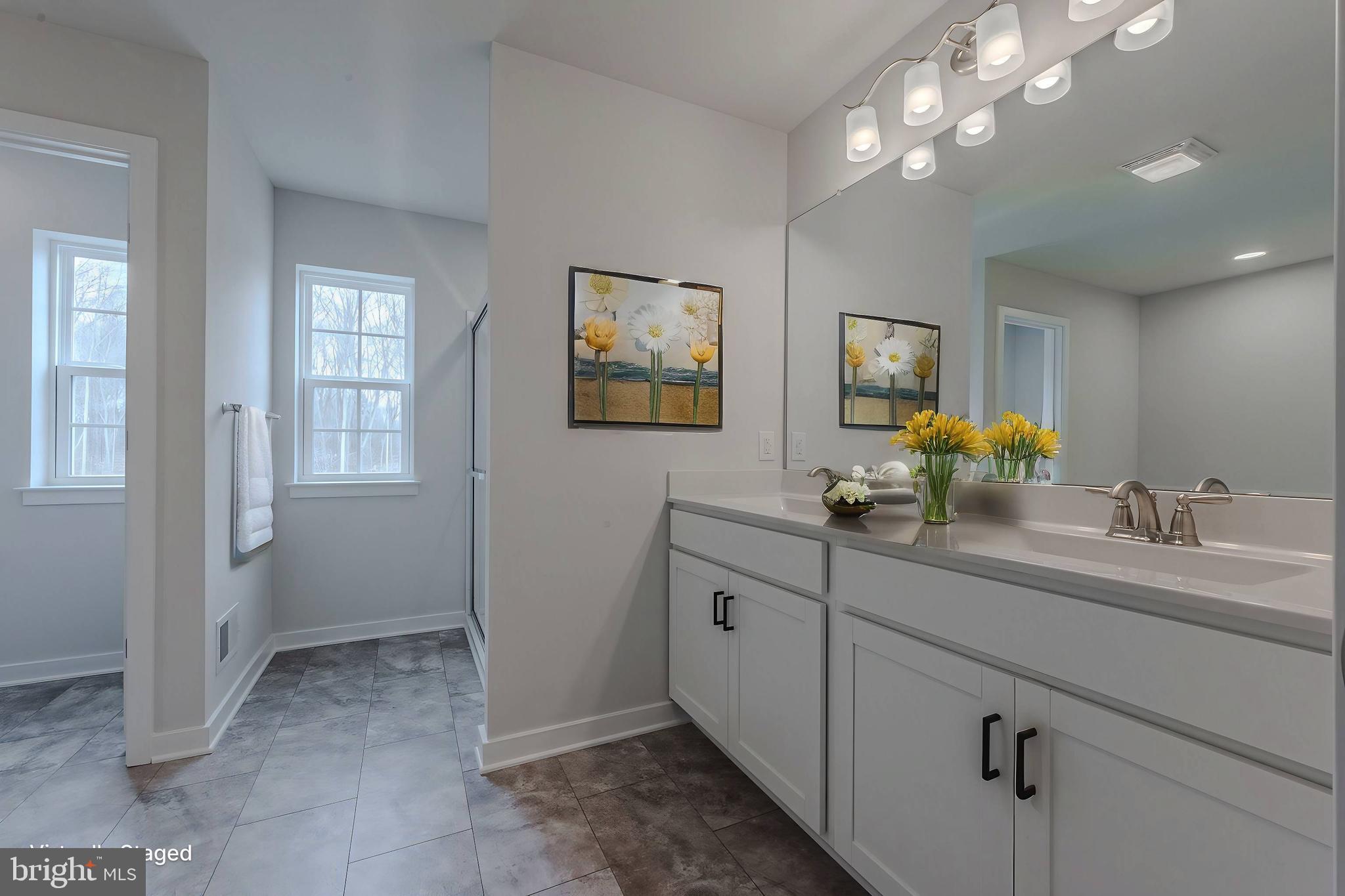 422 Bellflower Way, Unit CHALFONT Townsend, DE 19734 - Photo 13 of 21 a bathroom with a double vanity sink and a mirror