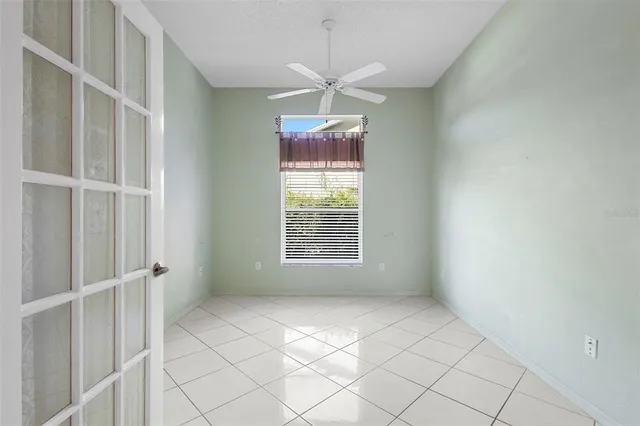 an empty room with white door