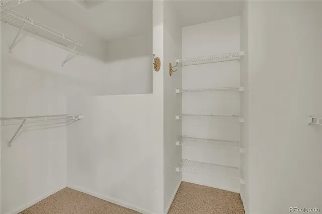 a view of an empty room with a closet