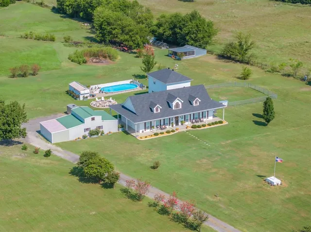 an aerial view of a house