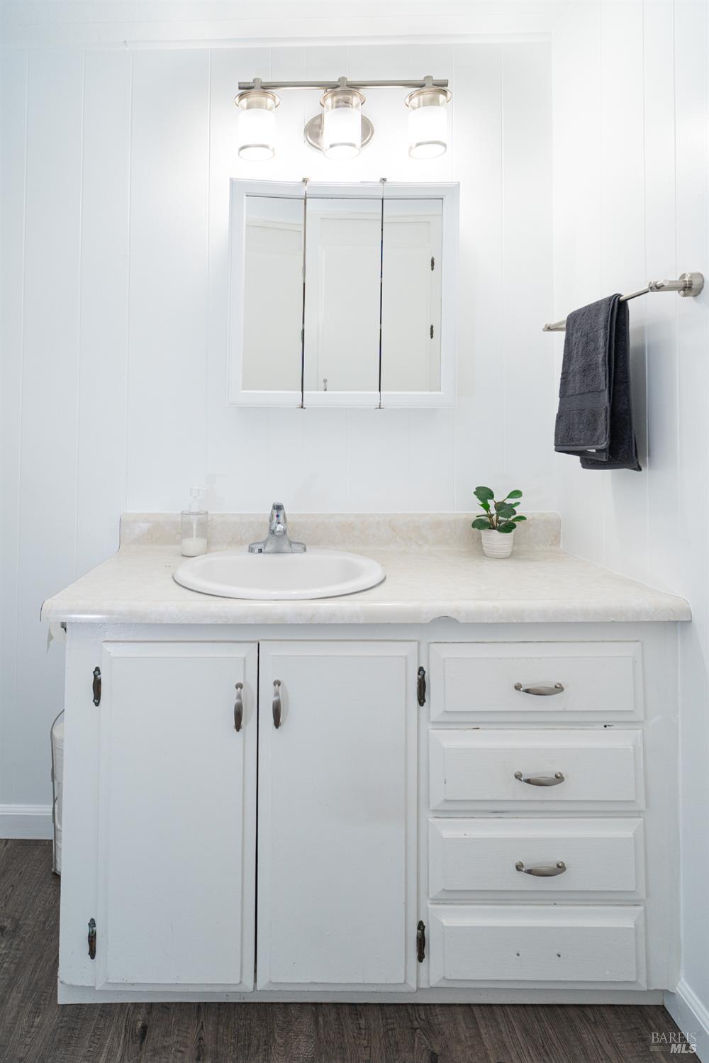 401 Frisbie Avenue Santa Rosa, CA 95407 - Photo 36 of 50 a bathroom with a sink vanity and a mirror