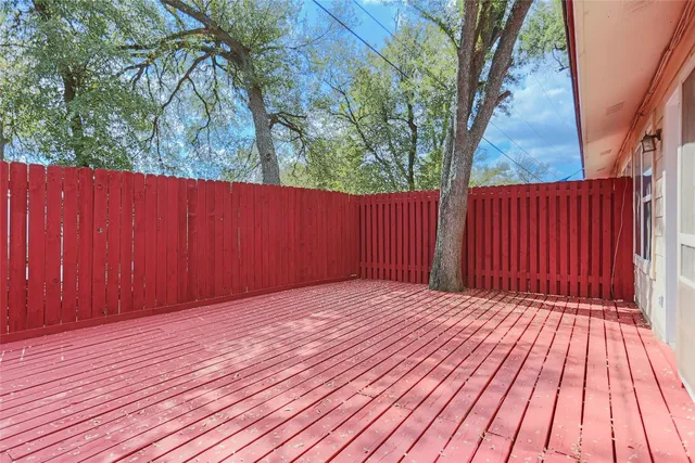 a view of wooden deck