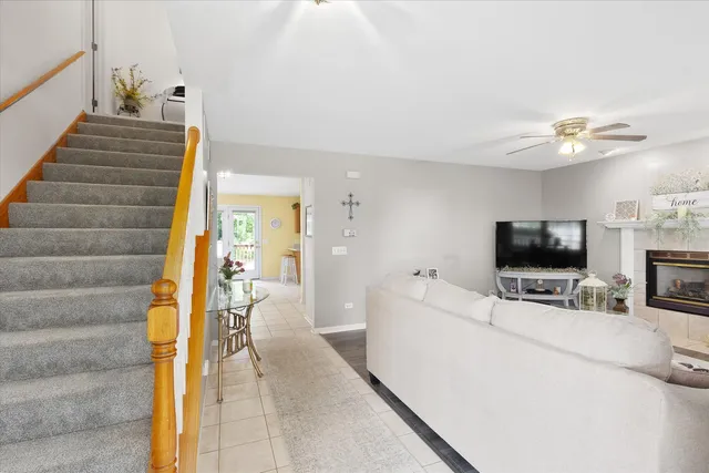 a view of a livingroom with furniture and flat screen tv