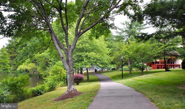 a view of a park with swings