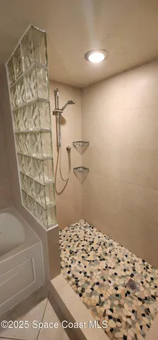 a bathroom with a bathtub