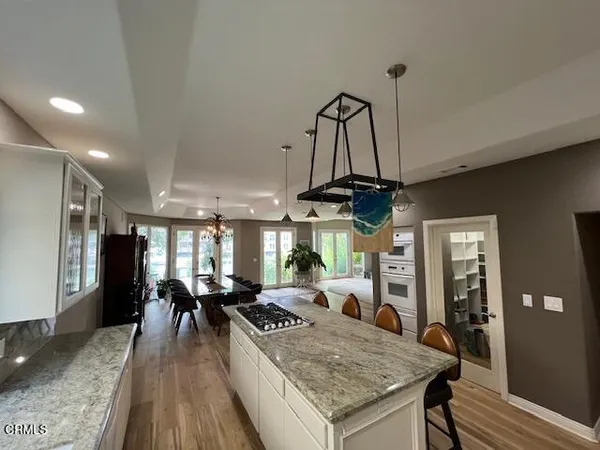 a view of a dining room and livingroom
