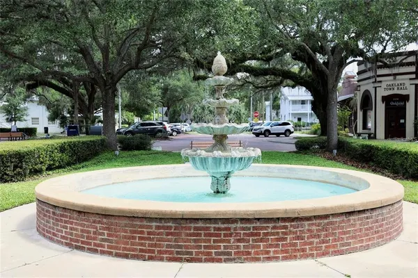 a view of fountain with a fountain