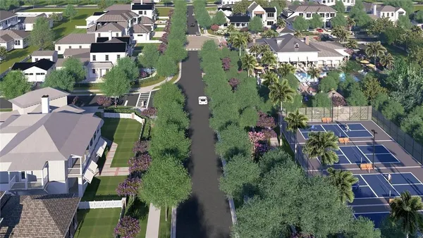 an aerial view of multiple houses