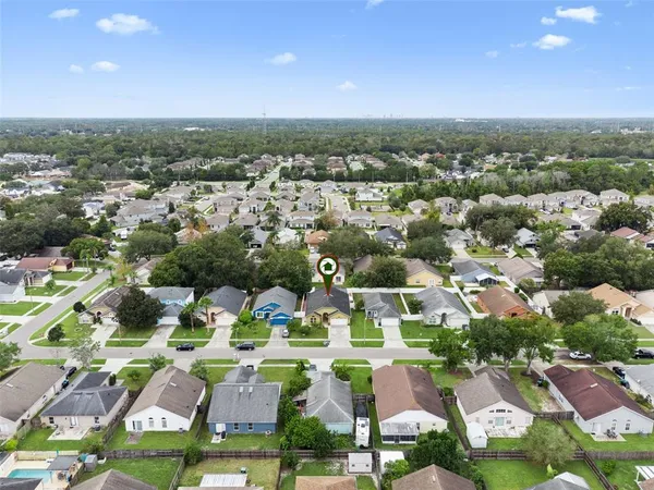 an aerial view of multiple house