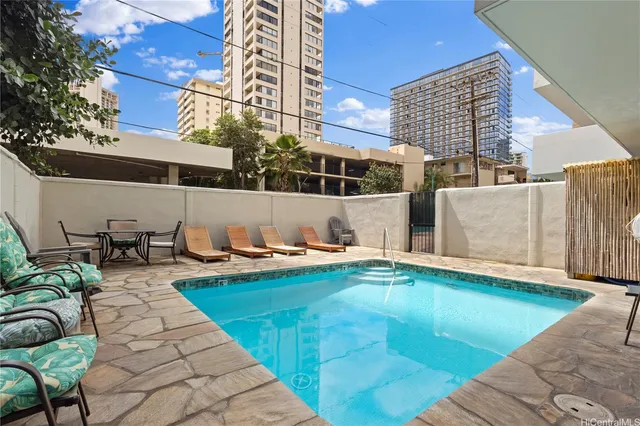 a view of a city with tall buildings