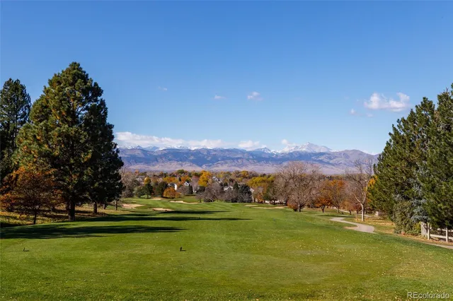a view of a town with mountains in the background