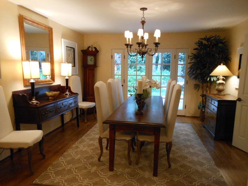 2140 Veloz Drive Montecito, CA 93108 - Photo 3 of 16 a dining room with furniture a chandelier and wooden floor