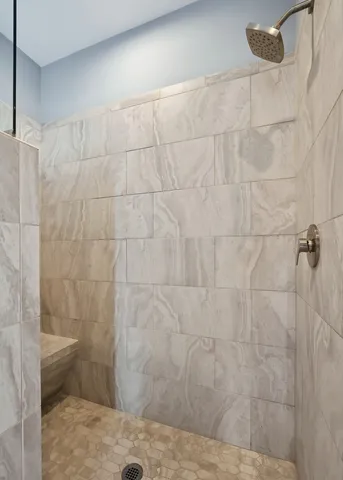 a bathroom with a shower
