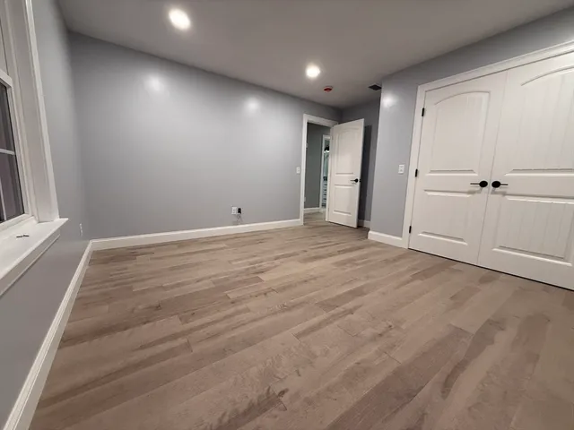 a white building with a shower