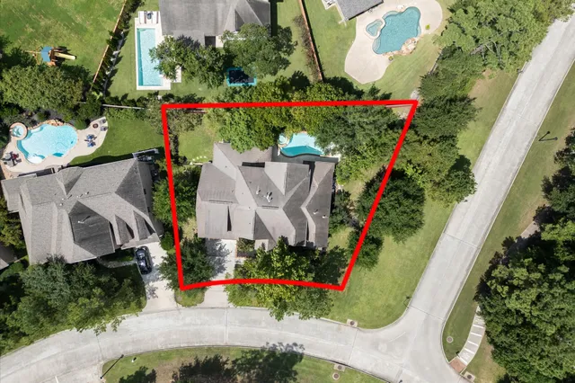 an aerial view of a house