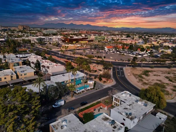 an aerial view of a city