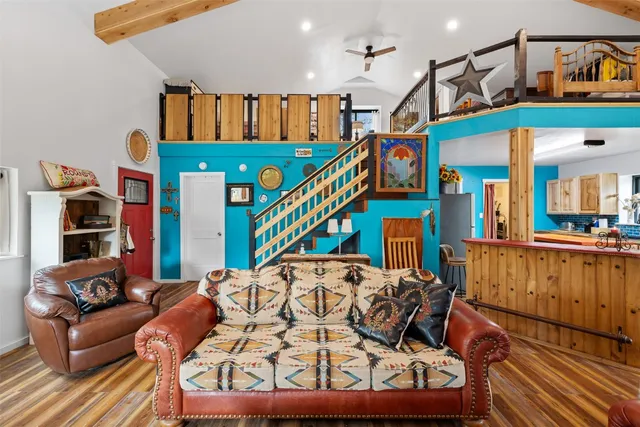 a living room with furniture