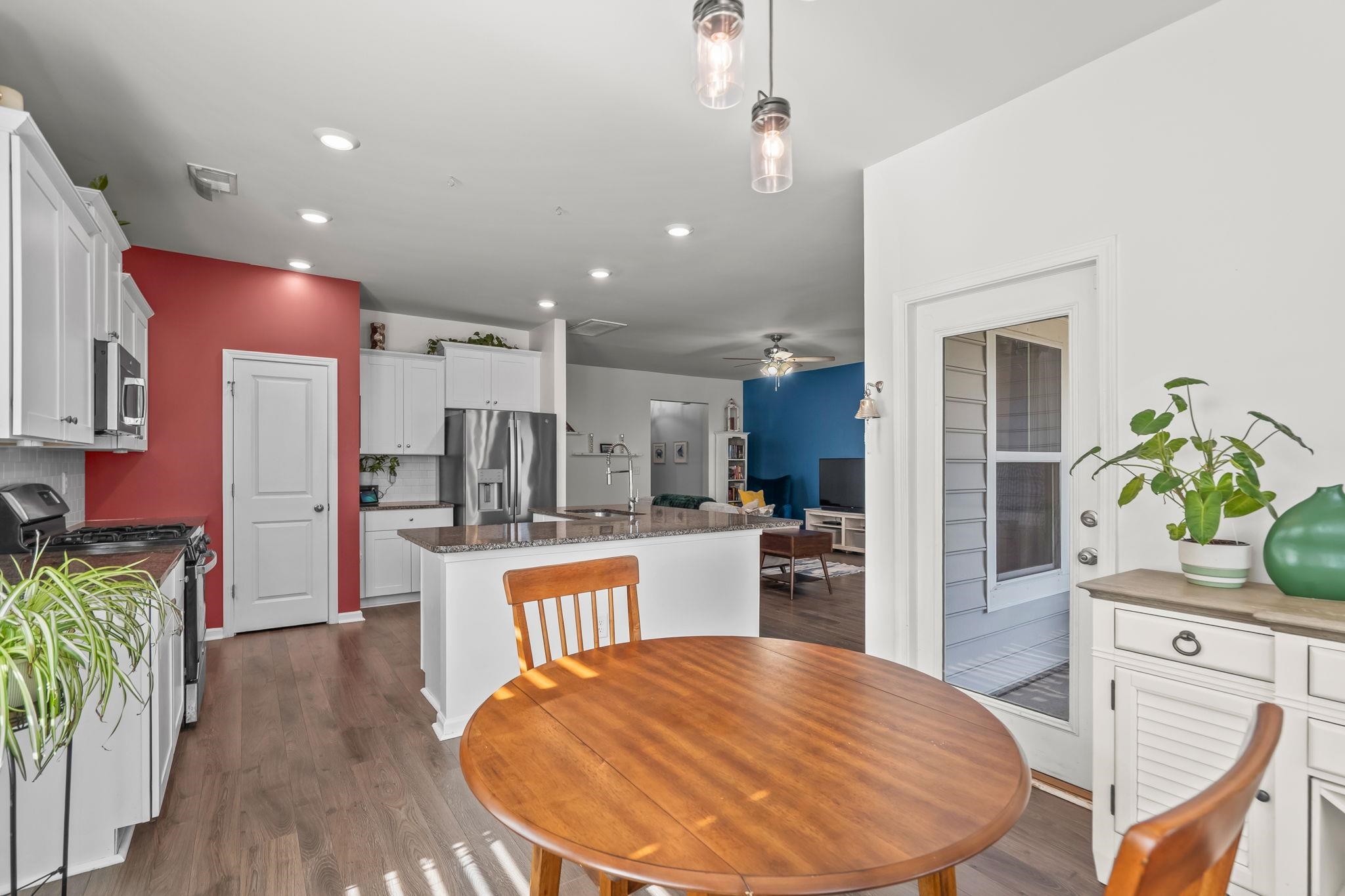 201 Craigflower Court Longs, SC 29568 - Photo 10 of 35 Dining space featuring a ceiling fan, dark wood-style floors, and recessed lighting