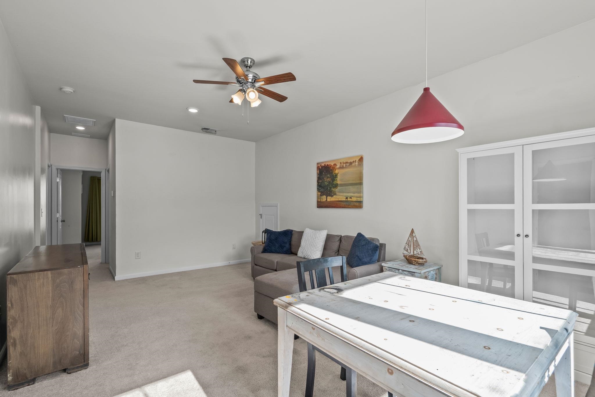 201 Craigflower Court Longs, SC 29568 - Photo 25 of 35 Recreation room featuring light colored carpet, a ceiling fan, and recessed lighting