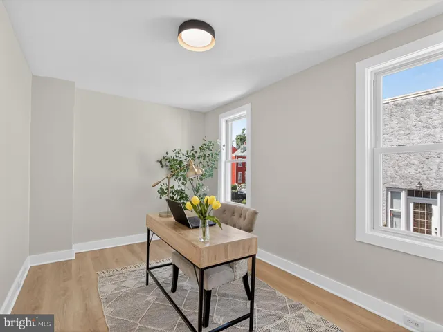 a room with furniture and a potted plant