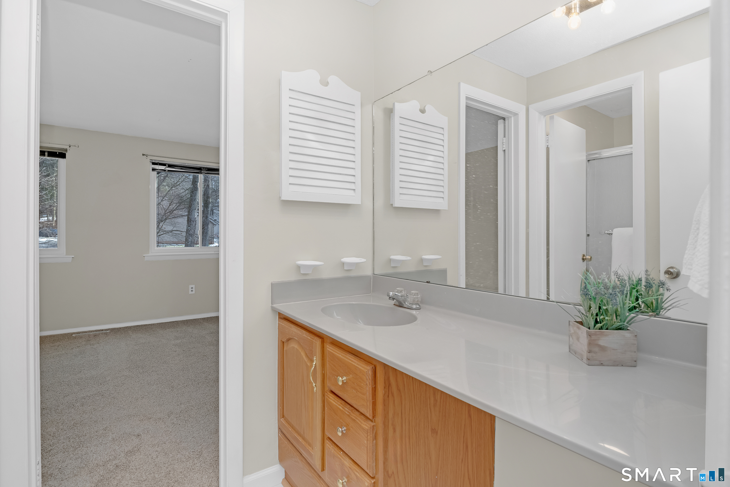 32 Conestoga Way, Unit 32 Glastonbury, CT 06033 - Photo 27 of 38 a bathroom with a sink a vanity and a mirror