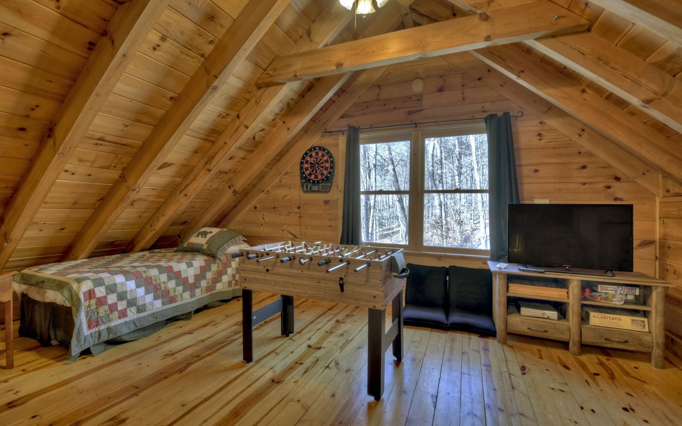664 Laurel Ridge Road Blue Ridge, GA 30513 - Photo 23 of 36 a living room with furniture and a flat screen tv