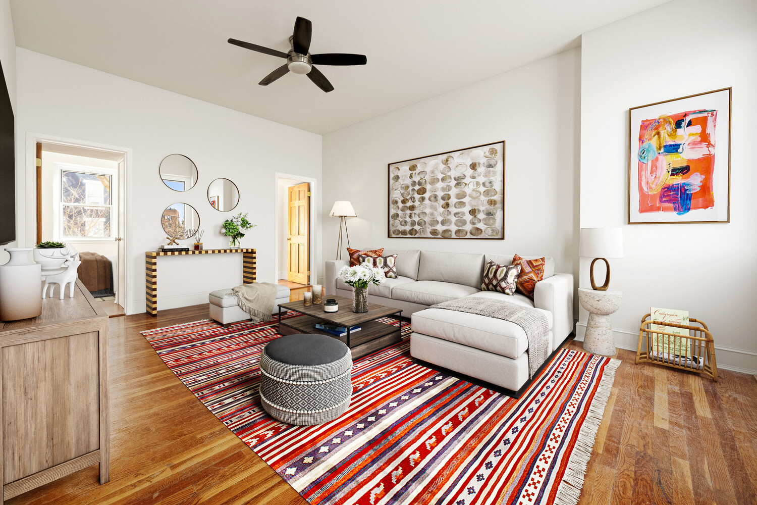 71 MacDougal Street, Unit 2 Manhattan, NY 10012 - Photo 2 of 10 a living room with furniture and a rug