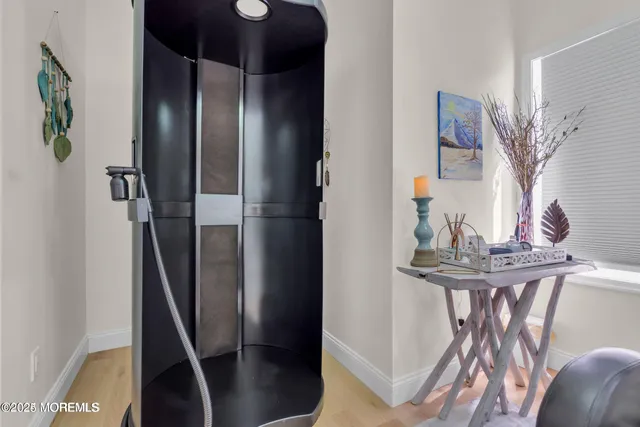 a view of a hallway with elevator