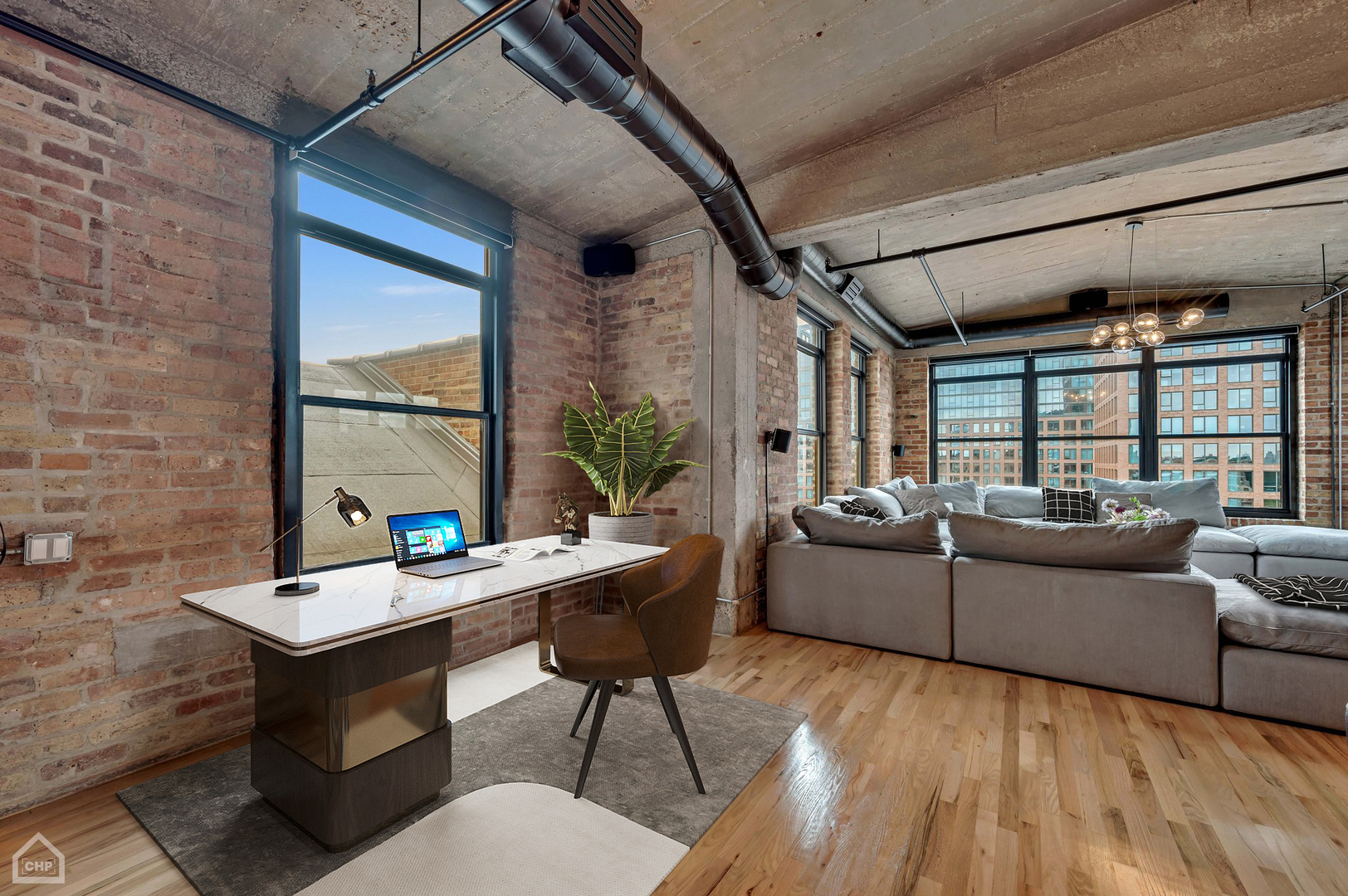 1017 West Washington Boulevard, Unit 7APH Chicago, IL 60607 - Photo 11 of 30 a living room with furniture a table and a large window