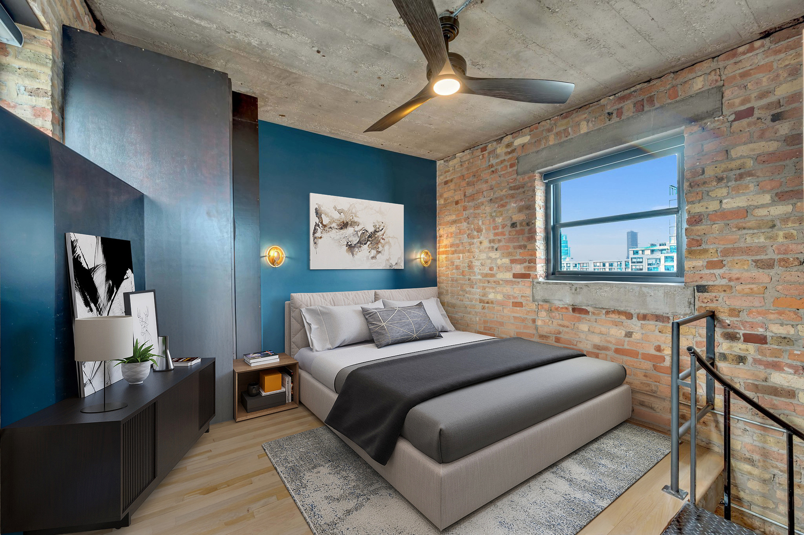 1017 West Washington Boulevard, Unit 7APH Chicago, IL 60607 - Photo 25 of 30 a bedroom with a bed and a couch