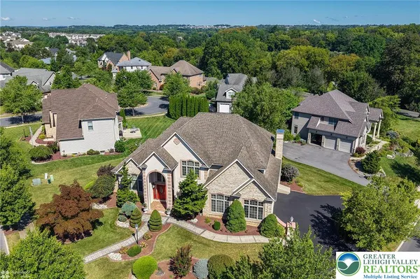 an aerial view of a house