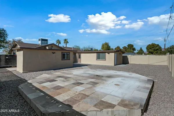 a view of a terrace with a patio