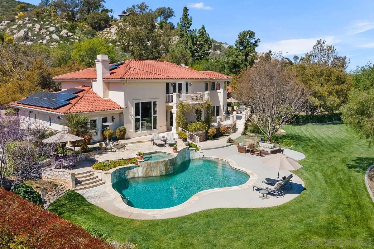 15629 Boulder Mountain Road Poway, CA 92064 - Photo 47 of 64 an aerial view of a house with swimming pool garden and patio