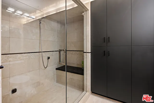 an outdoor space with seating