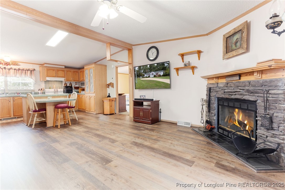 520 Inverary Drive Raeford, NC 28376 - Photo 12 of 43 a living room with furniture and a fireplace
