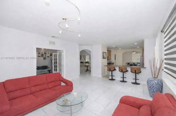 a living room with furniture