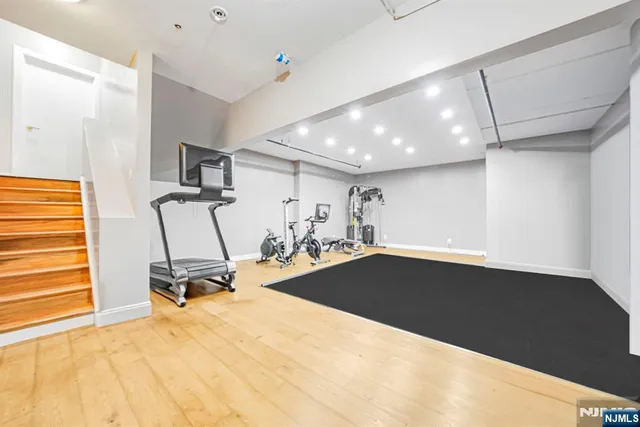 a view of a room with gym equipment
