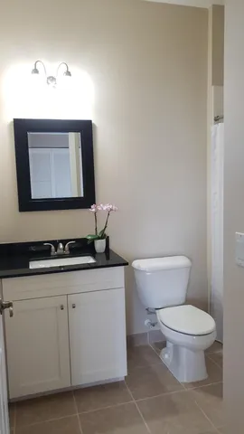 a bathroom with a toilet a sink and mirror