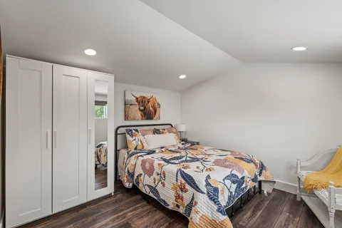 a living room with a couch and a table