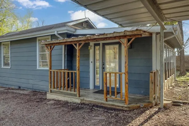 a view of a wooden door