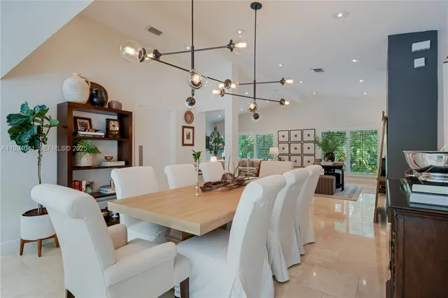 a view of a dining room and livingroom view