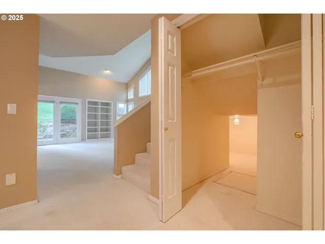 a view of a room with a bathroom