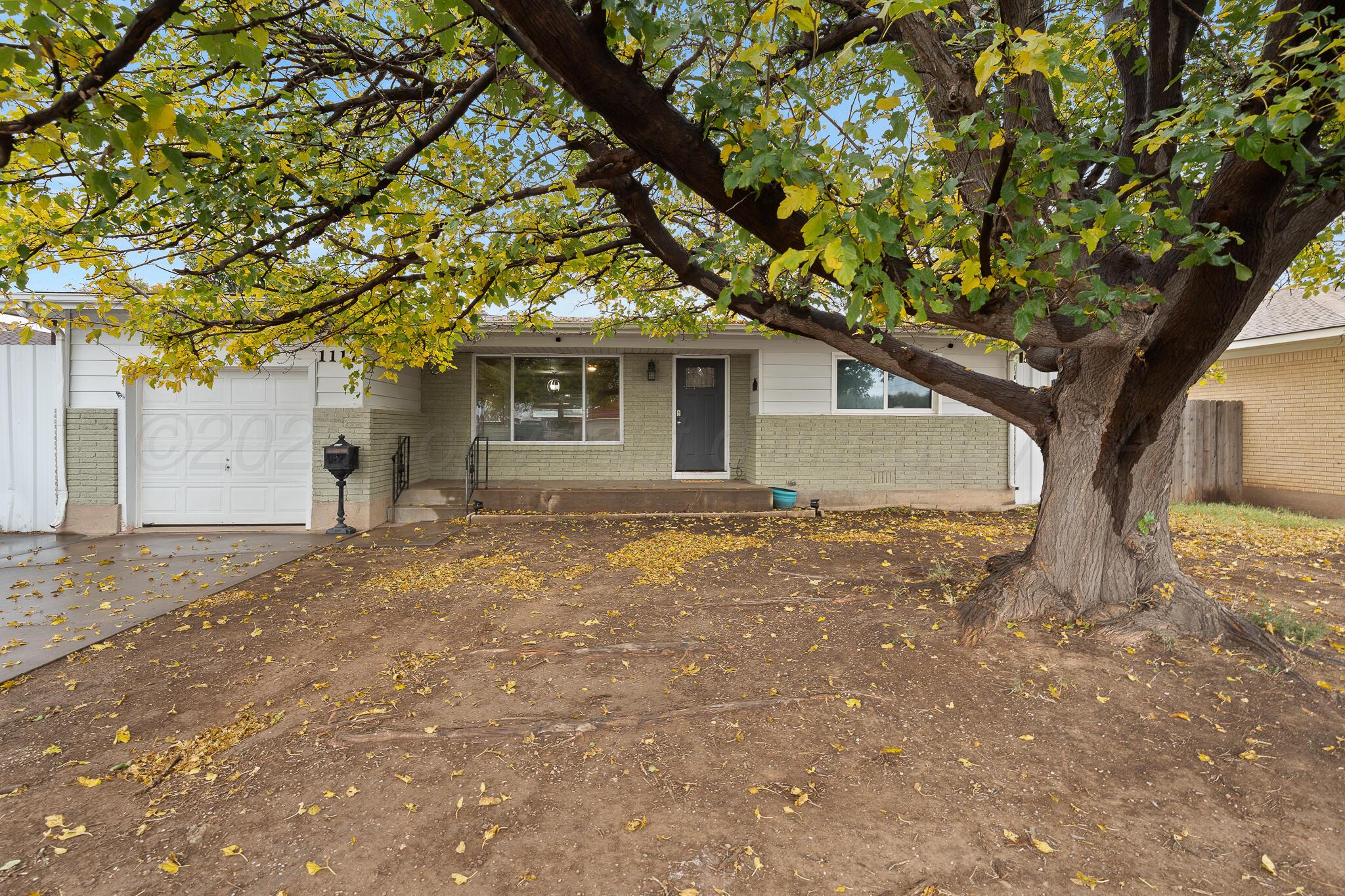 a house with a trees in front of it