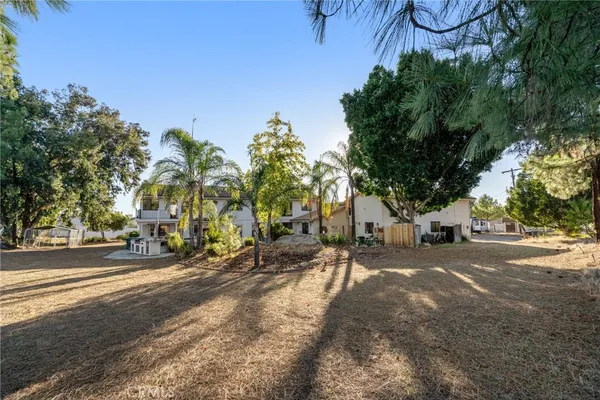 a view of a city with lush green forest
