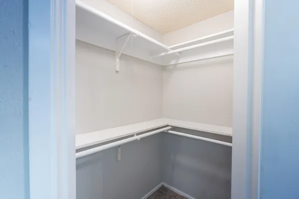 a view of an empty walk in closet