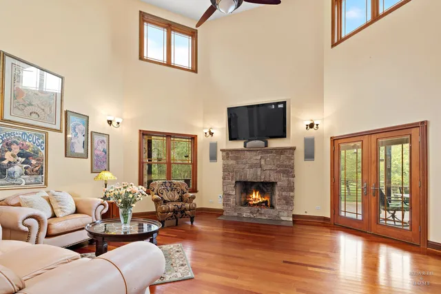 a view of a dining room with furniture and window