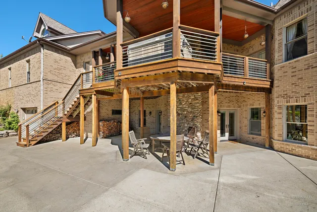 a view of a lake with a yard