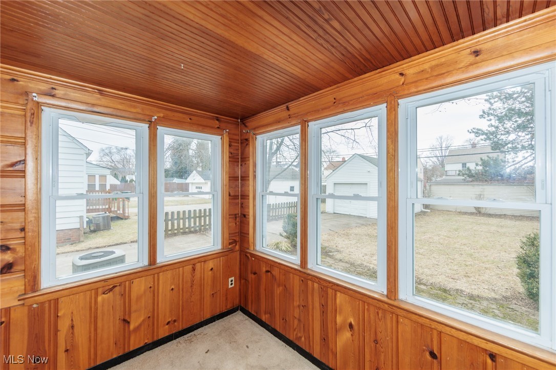 1232 Avondale Road Cleveland, OH 44121 - Photo 21 of 46 Unfurnished sunroom with wooden ceiling
