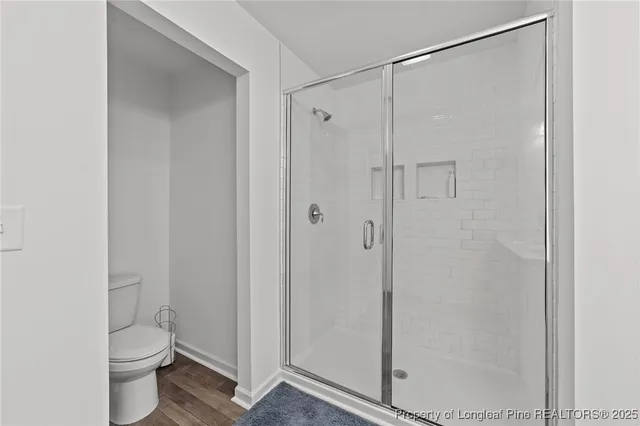 a bathroom that has a shower in it